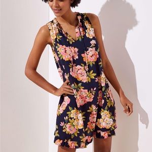 LOFT Plus Floral Ruffled Tie Neck Swing Size 20